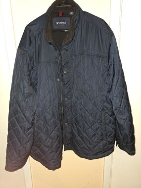 Cremieux Men's 3XB Big & Tall Navy Quilted Jacket with Corduroy Collar